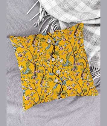 Houzzcode - Water Repellent Yellow Polyester Pillow Covers 40x40x3 ( Pack of 1 )