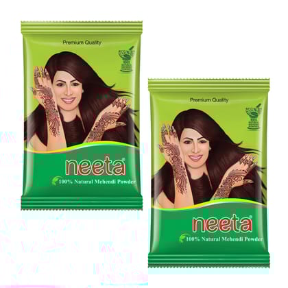 Neeta Mehendi Powder 100g Pack of 2, 100% Natural Henna Mehandi Powder for Hair, Hand & Feet