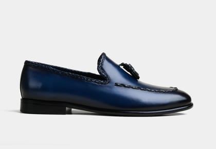 CILIAN | MEN BLUE TASSEL LEATHER LOAFERS (Sale)-UK 8