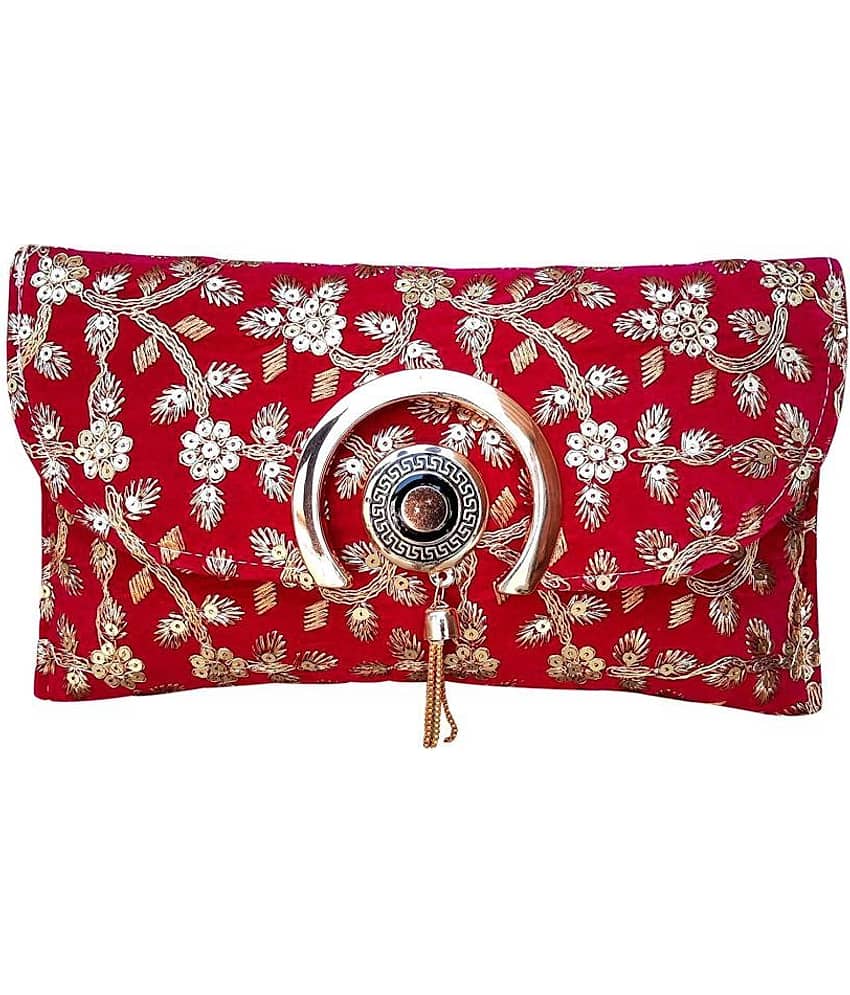 Apratim Red Velvet Box Clutch