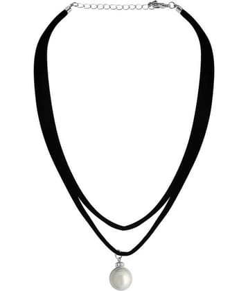 Spargz Alloy Black Contemporary Contemporary/Fashion Rhodium Plated Necklace