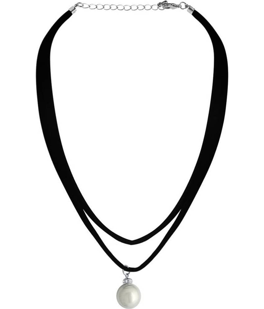 Spargz Alloy Black Contemporary Contemporary/Fashion Rhodium Plated Necklace