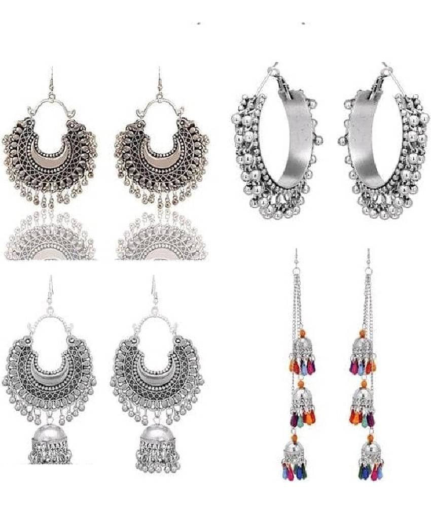 Samridhi DC Silver Jhumki Earrings ( Pack of 4 )