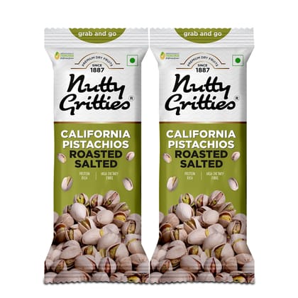 Nutty Gritties Grab And Go California Pistachios Roasted, Lightly Salted, 35 gm - Pack of 2