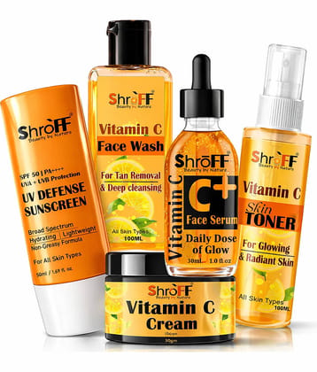 Shroff Vitamin C Face Care Combo Kit 2 Times Use Facial Kit For All Skin Type Orange 5 ( Pack of 5 )