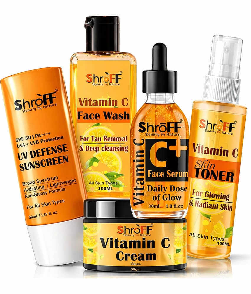 Shroff Vitamin C Face Care Combo Kit 2 Times Use Facial Kit For All Skin Type Orange 5 ( Pack of 5 )
