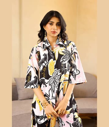 Label Flavia Women Printed Top With Trousers Co-Ord Set ( Multicolor )