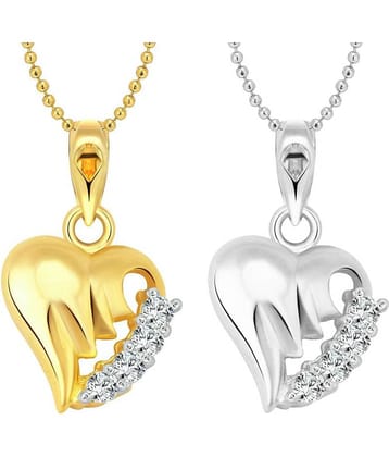 Vighnaharta Gold Dust Heart Selfie (CZ) Gold and Rhodium Plated Alloy Pendant with chain for Girls and Women.