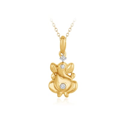 Senco Gold 14K Yellow Gold Cute Diamond Ganesha Pendant (Gold Weight - 1.3 g / 0.05 carat / HI-SI)