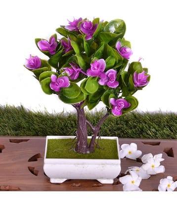 PINDIA - Purple Blossom Artificial Flowers With Pot ( Pack of 1 )