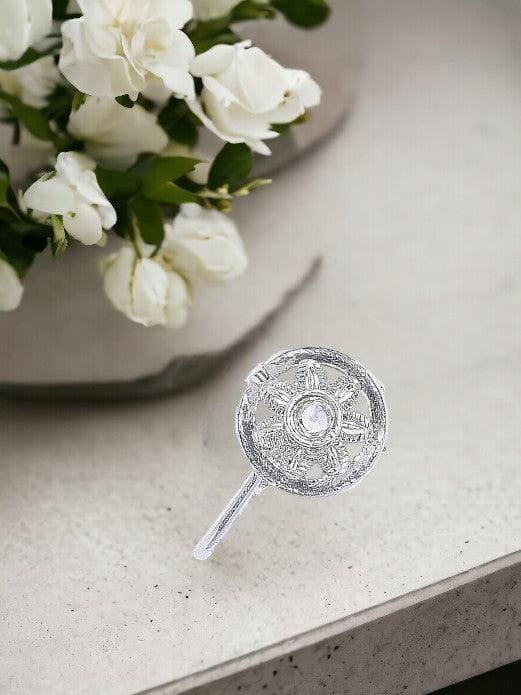 Textured Oxidised CZ-Studded Nosepin