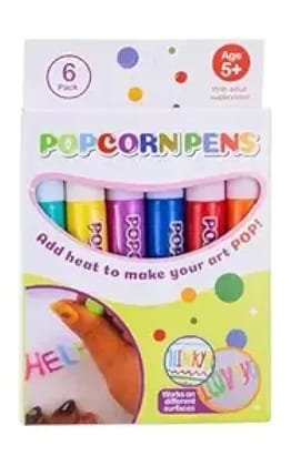 Popcorn Drawing Pen Magic Puffy 3D DIY Colorful Art Safe kids Marker for Birthday Gift Colour Pen Set Of 6 Pop up Effect pens for Kids Birthday Return Gift party