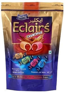 Derby Assorted Eclairs Standy Pouch Each Packet 50Pcs - Pack of 85 Derby Assorted Eclairs Standy Pouch Each Packet 50Pcs - Pack of 85
