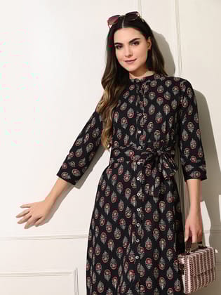 Heritage Black A-Line Dress-S / Black