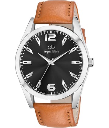 AQUA BLISS - Brown Leather Analog Men's Watch