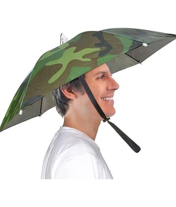 Infispace Headwear Cap Umbrella Army Color Soft Durable, Adjustable Elastic, (21) Size Fits All Ages Plastic Hat Cap Umbrella for Kids, Men/Women and Adults Rain Protection Headwear Hat Umbrella (Army) Pack of 1