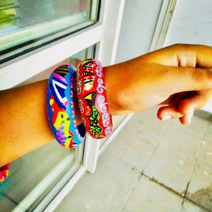 Banjara Bangle Set - Red and Blue