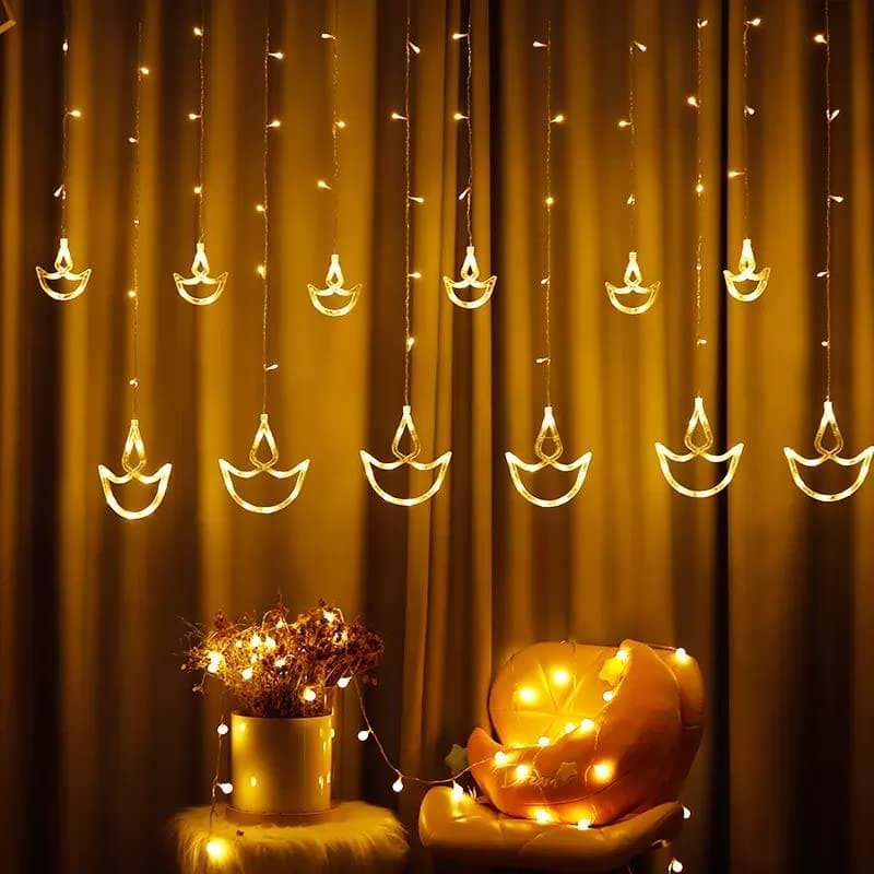GLOWERIE Golden Crescent Moon Hanging Fairy Lights