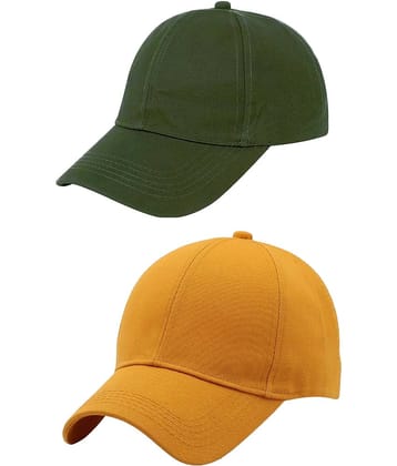 Zacharias - 100% Cotton Green Men's Cap ( Pack of 2 )