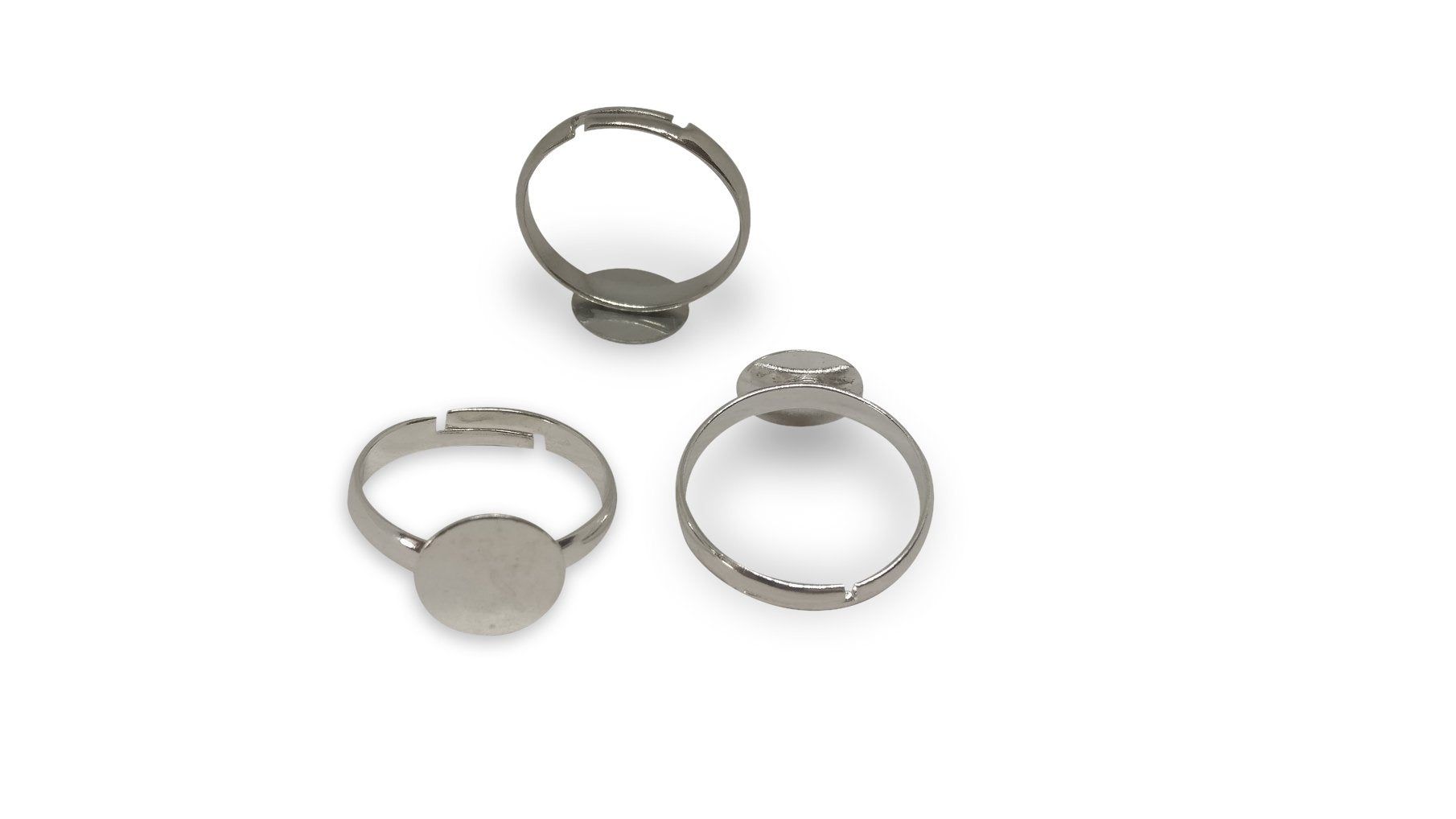 Metal Alloy Ring Base 17mm Diameter Ring size 13 with base 10mm dia Round Silver Color (5 Pieces) For Jewellery Making-1 Piece