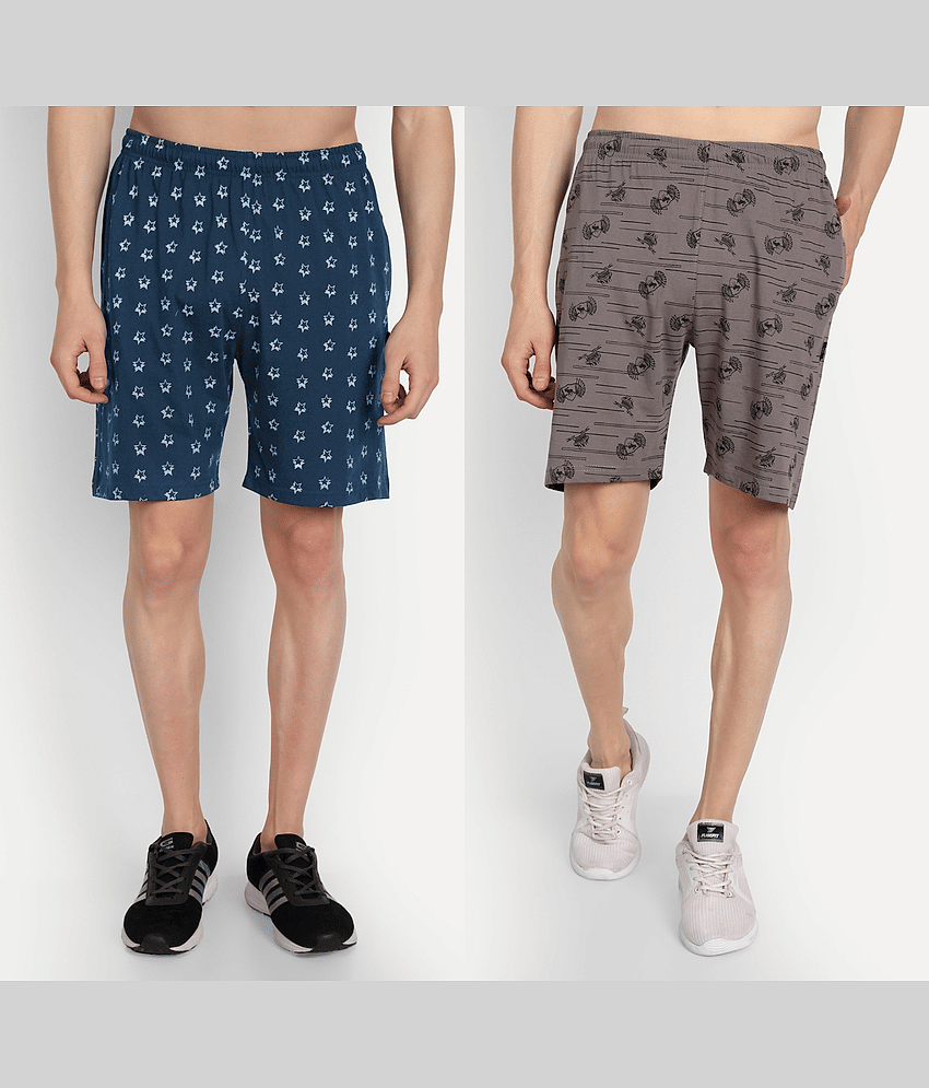 Zeffit - Multicolor Cotton Blend Men's Shorts ( Pack of 2 )