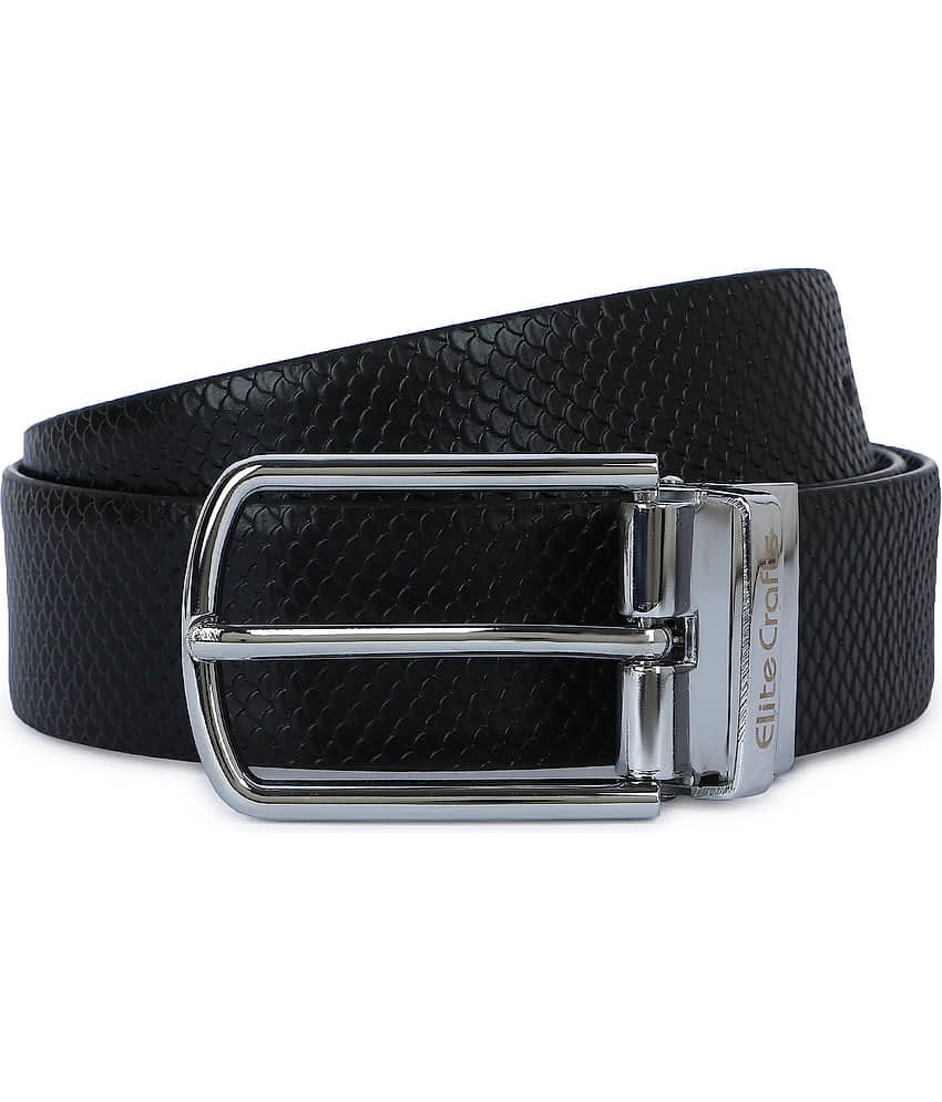 Elite Crafts - Black 100% Leather Men's Reversible Belt ( Pack of 1 )