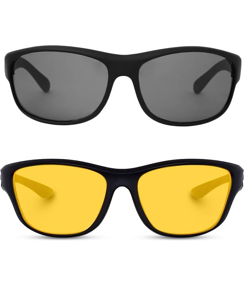 Kanny Devis - Black Wrap Around Sunglasses ( Pack of 2 )