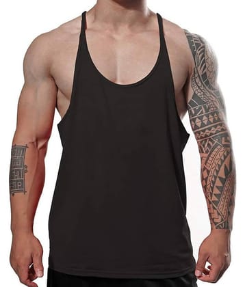THE BLAZZE Pack of 1 Cotton Blend Gym Vest For Men ( Black )