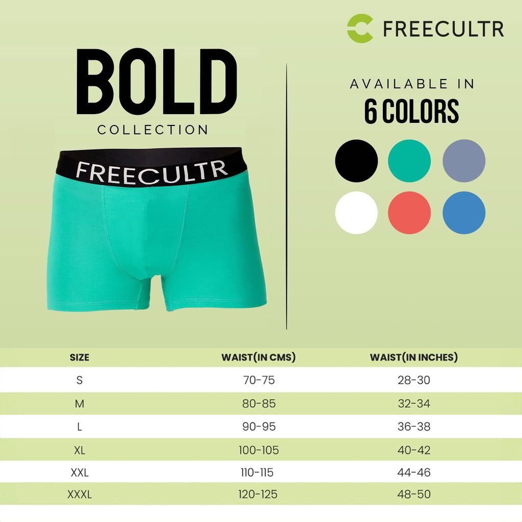 Freecultr Men's Underwear Organic Cotton (Ultrasoft Waistband) Premium Snug-Fit Trunk Pack of 1-Holly Green