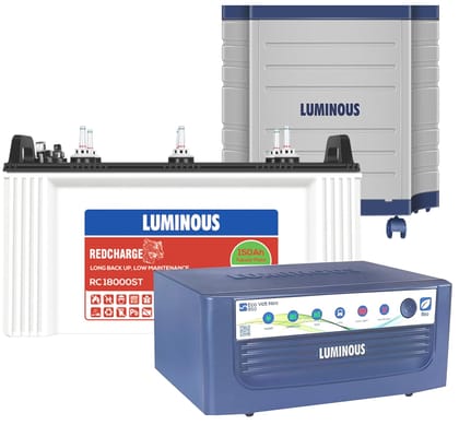 Luminous Eco Volt Neo 850 Pure Sine Wave Inverter with TX100L Trolley with Red Charge RC18000 ST 150 Ah Short Tubular Battery for Home, Office & Shops (Blue & White)