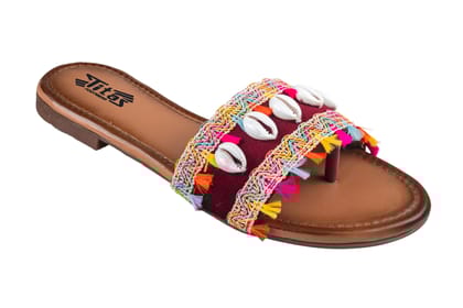 Trendz Ladies Maroon Chappal-Tan / 3
