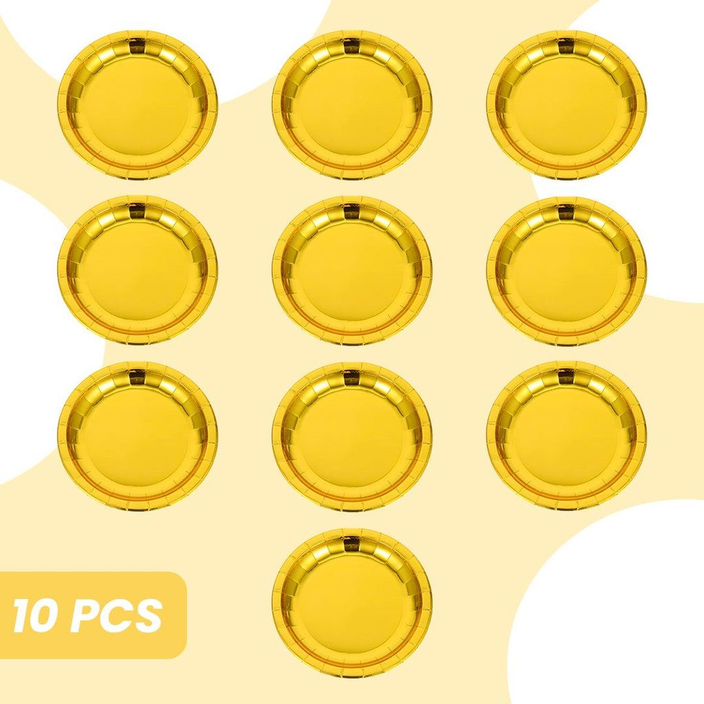 Golden Party Paper Plates - 9 inches - 10PC - Party and Festive Needs | Buy online on ZillyBuy