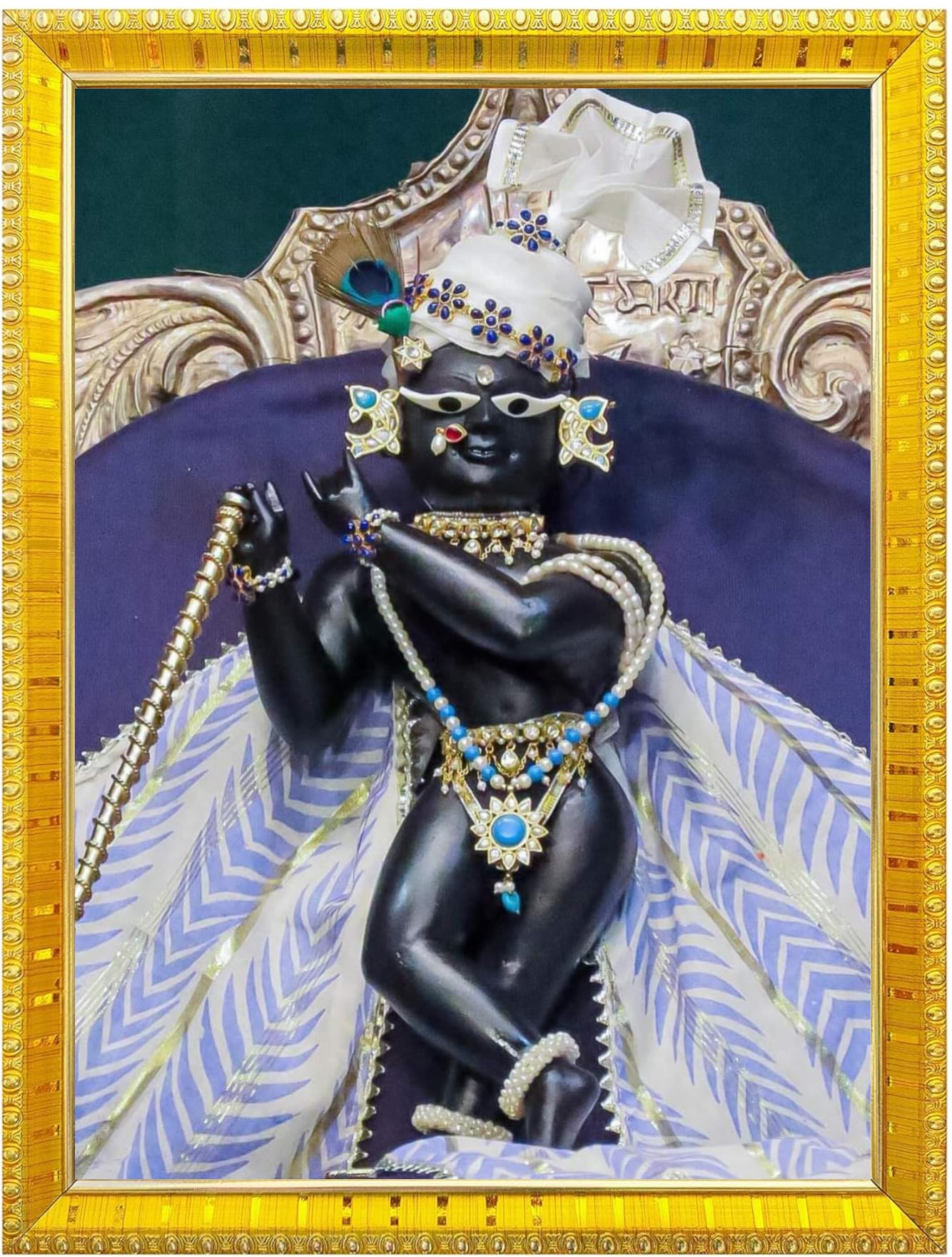 NOKKES Radha Raman Vrindavan Radha Raman Thakur Ji Photo Frames Religious Photo frame 5X7 Inch Photo Frame_QWW22