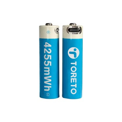Toreto Pulse AA USB-C Rechargeable Li-ion Battery 4255mWh (2 Pack) with Constant 1.5V Output, 2.5A High Discharge, Direct Type-C Charging Toreto Pulse AA USB-C Rechargeable Li-ion Battery 4255mWh (2 Pack) with Constant 1.5V Output, 2.5A High Discharge, Direct Type-C Charging