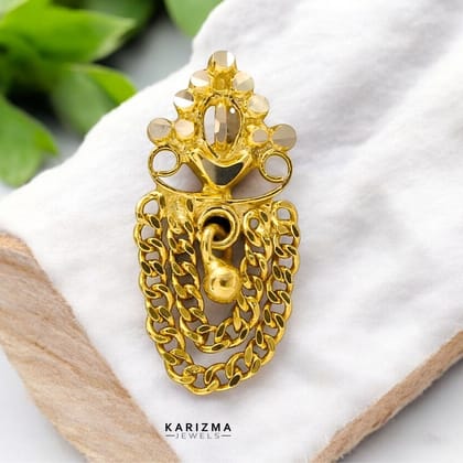 New Trendy 14k Real Gold Indian Women dangle Nose Stud Push Pin