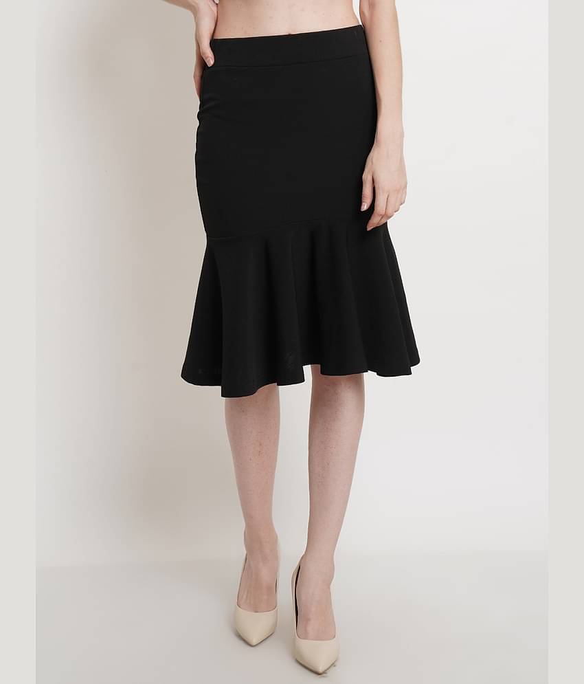 POPWINGS Black Polyester Women's Flared Skirt ( Pack of 1 )