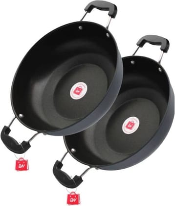 LAZYWINDOW KADHAI Non-Stick Iron Pan Induction Bottom without Lid 26 cm Diameter 3 Ltr