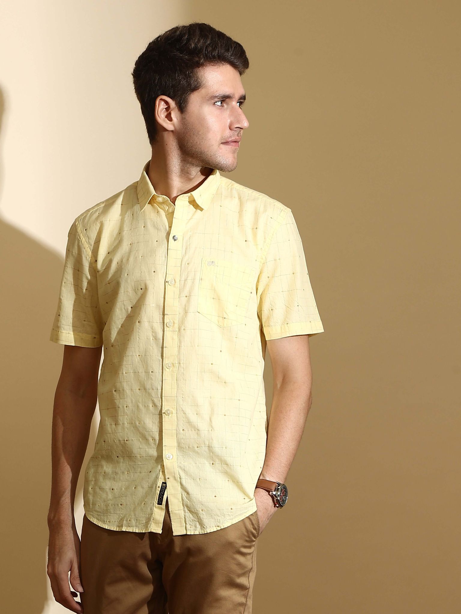 RC Lemon casual check half sleeve shirt-S