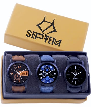 Septem Multicolor Leather Analog Men's Watch