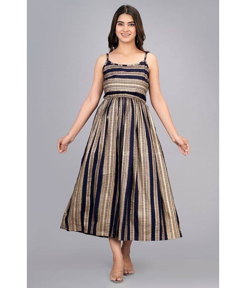 Aurelisa - Blue Rayon Women's Fit & Flare Dress ( Pack of 1 )