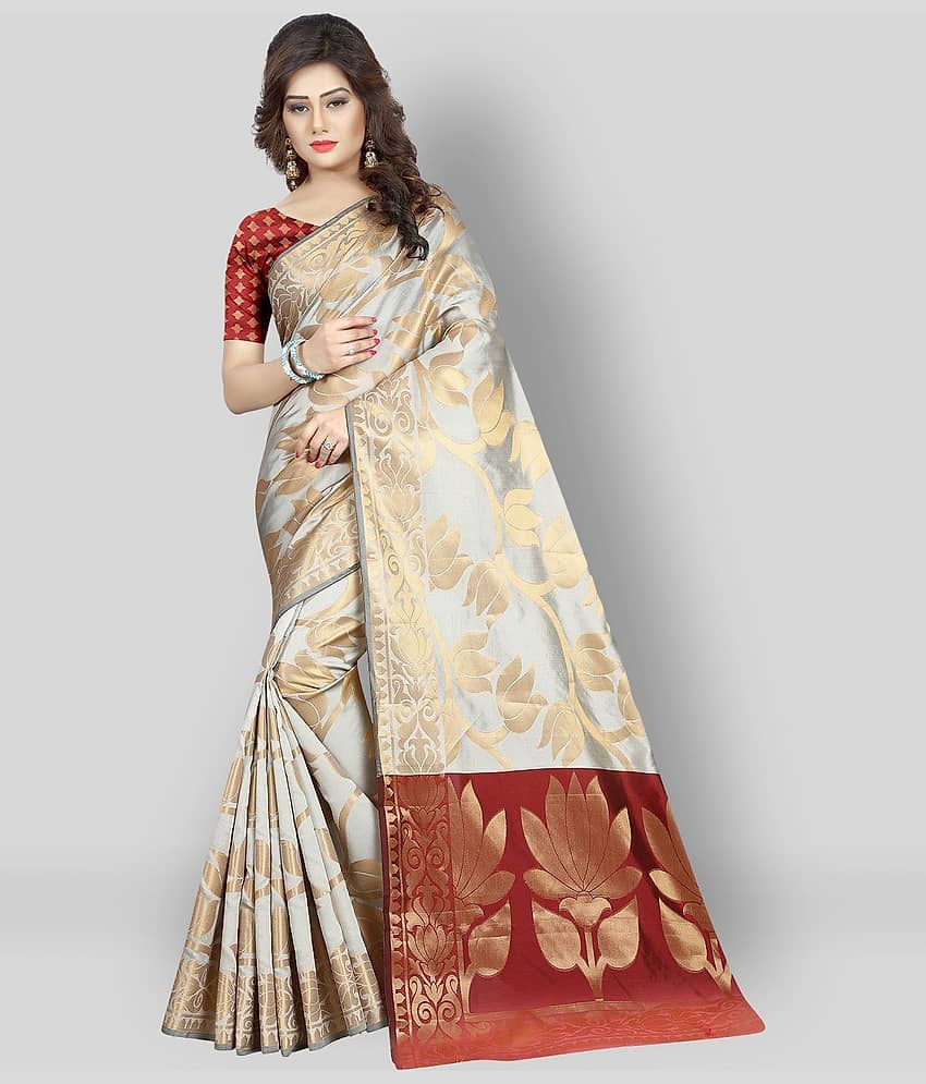 Gazal Fashions Silk Embellished Saree With Unstitched Blouse Piece ( Multicolor )