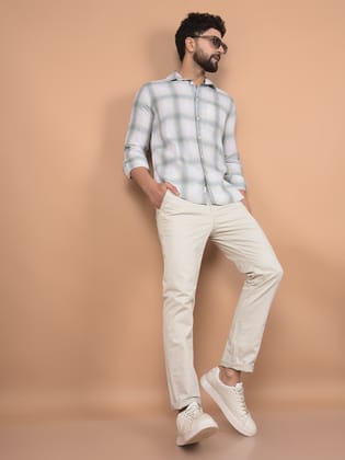 Green Checked Linen Shirt-S / Green