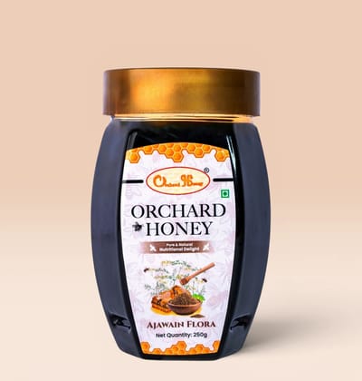 Orchard Honey Ajwain Flora Honey 250gm | Pure Honey | No Additives or Preservatives | Rich in Antioxidants| Desi Ajwain Honey | Wild Forest Honey for Weight loss & Digestion | Natural Shahad 250gm