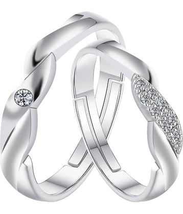 Silverplated Ideal Solitaire LOVE His and Her Adjustable proposal couple ring For Men And Women Jewellery