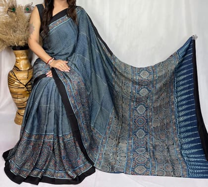 Ajrakh Print Modal Silk Style 4-Ajrakh Print