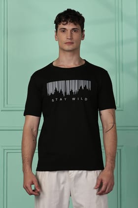Cotton Black Stay Wild T-Shirt