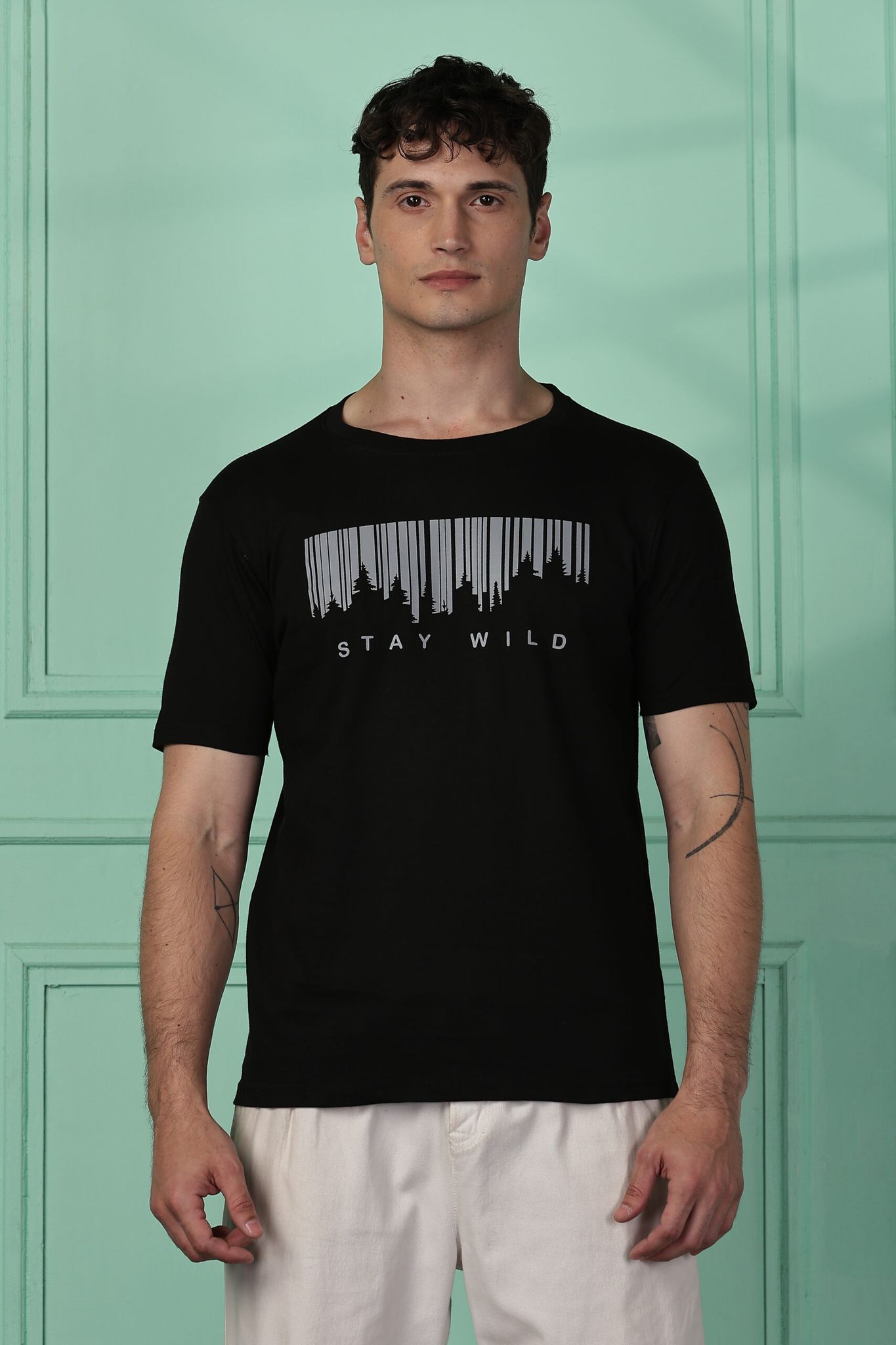 Cotton Black Stay Wild T-Shirt