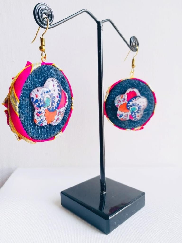 DENIM GLASS EARRING - PINK GOTTA