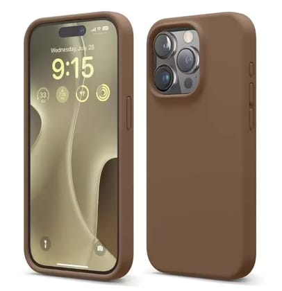 Kozykit Liquid Silicone Case Compatible with iPhone 15 Case, Full Body Protective Cover, Shockproof, Slim Phone Case, Anti-Scratch Soft Microfiber Lining - (Brown)