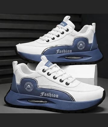 Xtoon Men's White & Blue Shoe Lightweight Casual Walking White Men's